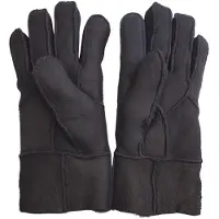 Infinity Leather Unisex zwarte schapenvacht suède handschoenen met oprolbare/neerwaartse manchetten
