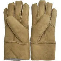 Infinity Leather Unisex Tan schapenvacht suède handschoenen met oprolbare/neerwaartse manchetten