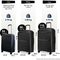 Infinity Leather Uitbreidbare zwarte harde PP 8-wiel bagage reiskofferset voor handbagage en vakantie