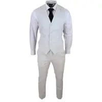 TruClothing Heren Zomer 2-delig Pak Linnen Formele Grijze Vest Broek