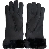 Infinity Leather Dameshandschoenen van echt zwart schapenvachtsuède met oprolbare/neerwaartse manchet