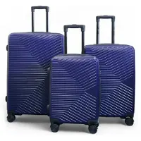 Infinity Leather Harde marineblauwe koffer, robuuste 8-wiel handbagagekoffer