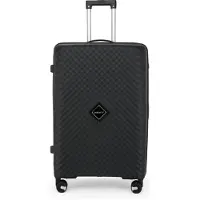 Infinity Leather Dubbele 4-wiel robuuste lichtgewicht TSA harde schaal zwarte koffer bagage reistassen set