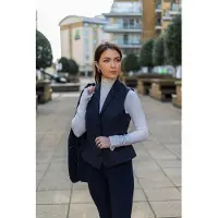 TruClothing Dames zwart visgraat tweed gilet wolmix vest