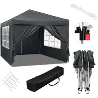Woltu BukkitBow – Partytent met zijwanden – opvouwbare tent – waterdicht en weerbestendig – tuinpaviljoen – 300 x 300 cm – Blauw