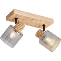 QAZQA Moderne spot hout met smoke glas 2-lichts draai- en kantelbaar - Gracy