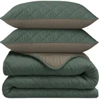 Royal Textile dekbed zonder overtrek incl. kussensloop - Groen/Taupe - 200x200