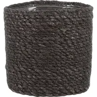 Mica Decorations Plantenmand - grijs - rotan - 16 x 16 cm - Plantenpotten
