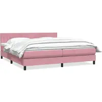 vidaXL Boxspring met matras fluweel roze 180x210 cm