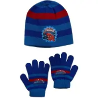 Marvel Spiderman Set - Muts en Handschoenen – Blauw/Rood- Maat One Size - ± 3-6 jaar