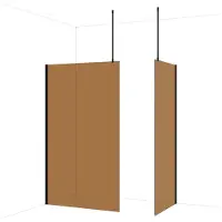 Maxaro Diamond Inloopdouche | 120x90 cm Mat zwart Bronsglas 2 vaste wanden