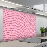 KitchenYeah Spatscherm 100x75 cm - Zelfklevende achterwand Roze - Patroon - Lijnen - Keuken muurbeschermer - Spatwand fornuis