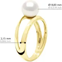 ATELIERS SAINT GERMAIN Ring - Geel Goud 375 - Echte Gecultiveerde Zoetwater Parel Rond 8-9 mm