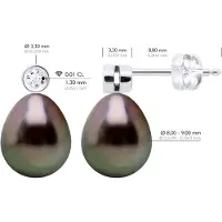 ATELIERS SAINT GERMAIN Oorbellen Prestige - Diamanten 0,02 ct - Wit Goud - Echte Gecultiveerde Tahiti Parels Parel 9-10 mm
