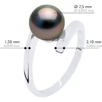ATELIERS SAINT GERMAIN Ring Prestige Zilver 925 Rhodium Geplateerd - Echte Tehiti Parel Rond 7-8 mm
