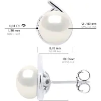 ATELIERS SAINT GERMAIN Oorbellen Omgeving Diamanten 0,03 Cts Wit Goud - Echte Cultuur Zoetwater Parelknoppen 7-8 mm