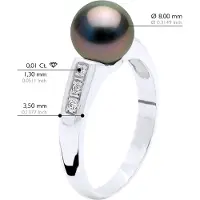 ATELIERS SAINT GERMAIN Ring Sieraden Diamant 0,06 Cts - Wit Goud - Echte Gecultiveerde Tahiti Parels Rond 8-9 mm