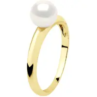 ATELIERS SAINT GERMAIN Ring - Geel Goud - Echte Cultiveerde Zoetwaterparel Rond 6-7 mm