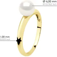 ATELIERS SAINT GERMAIN Ring - Geel Goud - Echte Cultiveerde Zoetwaterparel Rond 6-7 mm
