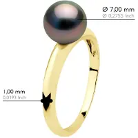 ATELIERS SAINT GERMAIN Ring Echte Gekweekte Tahiti Parel Rond 7,5-8 mm - Geel Goud