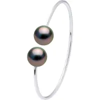 ATELIERS SAINT GERMAIN Semi-rigide armband - Zilver 925 - 2 Echte Gecultiveerde Tahiti Parel Rond 9-10 mm