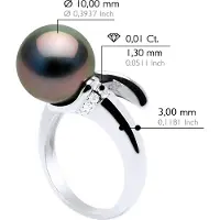 ATELIERS SAINT GERMAIN Ring Sieraden Prestige Spiraal - Diamanten 0,10 Cts - Echte Gecultiveerde Tahiti Parel Rond 10-11 mm