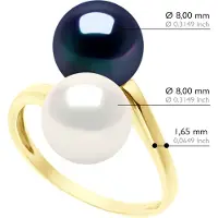 ATELIERS SAINT GERMAIN Ring Jij & Ik - Geel Goud - 2 Echte Gecultiveerde Zoetwater Peren Ronde 8-9 mm