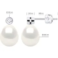 ATELIERS SAINT GERMAIN Oorbellen Prestige - Diamanten 0,02 Ct - Kwaliteit HSI - Wit Goud - Echte Cultiveerde Zoetwaterparels Parel 8-9 mm