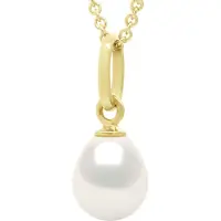 ATELIERS SAINT GERMAIN Pareloog met kralen in geelgoud 375 en echte gekweekte zoetwaterparel perzik van 6-7 mm