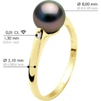 ATELIERS SAINT GERMAIN Ring Diamanten 0,02 Cts - Tahiti Parel Rond 8-9 mm - Geel Goud