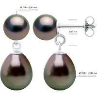 ATELIERS SAINT GERMAIN Dubbele Oorbellen - Wit Goud - Echte Geconstitueerde Tahiti Parel Ronde 7-8 en Perelaar 9-10 mm