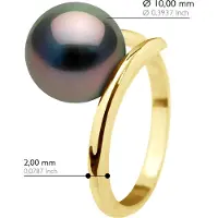 ATELIERS SAINT GERMAIN Ring - Geel Goud - Echte Cultured Tahiti Parel Rond 10-11 mm