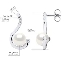 ATELIERS SAINT GERMAIN Oorbellen Prestige - Diamanten 0,08 ct - Kwaliteit HSI - Witgoud - Echte Gecultiveerde Zoetwaterparels Rond 7-8 mm
