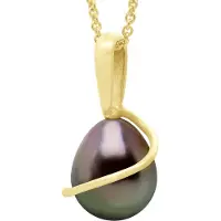 ATELIERS SAINT GERMAIN Kralenhanger met Retour Geel Goud 375 en Echte Cultured Tahiti-Parel Pear 8-9 mm