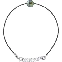 ATELIERS SAINT GERMAIN Armband Love Links van gedraaid nylon in zwarte kleur versierd met een echte gekweekte Tahiti-parel van 8-9 mm omringd