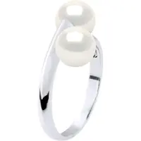 ATELIERS SAINT GERMAIN Ring Jij & Ik - 2 Echte Gecultiveerde Zoetwaterparels Rond 6-7 mm - Kwaliteit AAA