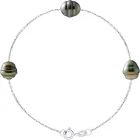 ATELIERS SAINT GERMAIN Armband met 3 echte gecultiveerde Tahiti-parels van 8-9 mm