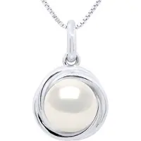 ATELIERS SAINT GERMAIN Hanger Dubbele Knoop Wit Goud - Echte Gecultiveerde Zoetwaterparel Rond 10-11 mm