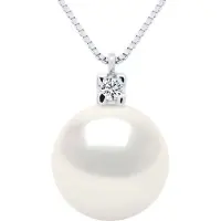 ATELIERS SAINT GERMAIN Halsketting Sieraden 0,02 Cts Wit Goud en Echte Gekweekte Zoetwaterparel Rond 10-11 mm