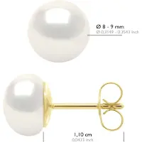 ATELIERS SAINT GERMAIN Oorbellen - Geel Goud 750 (18 Karaat Echte Gecultiveerde Zoetwaterparels Knop 8-9 mm)