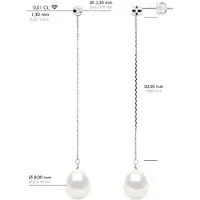 ATELIERS SAINT GERMAIN Oorbellen Prestige - Diamanten 0,02 Cts - Kwaliteit HSI - Wit Goud - Echte Gecultiveerde Zoetwaterpieren 9-10 mm