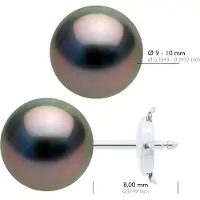 ATELIERS SAINT GERMAIN Oorbellen - Witte Goud 375 - Echte Gecultiveerde Tahiti Parel Ronde 9-10 mm