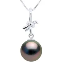 ATELIERS SAINT GERMAIN Hangertje KNOOP - Wit Goud - Echte Cultiveerde Tahiti Parel Rond 9-10 mm
