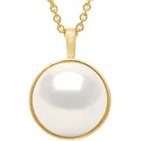 ATELIERS SAINT GERMAIN Halsketting met Bead Pendant Gele Gouden Omgeving Strak - Echte Gecultiveerde Ziltwaterparel Knop 10-11 mm