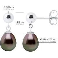 ATELIERS SAINT GERMAIN Oorbellen van Zilver 925 en Echte Gecultiveerde Tahiti Parel 8-9 mm
