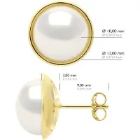 ATELIERS SAINT GERMAIN Oorbellen - Surroundings Sleek - Prestige - Geel Goud - Echte Cultuur Zoetwater Parels Knop 10-11 mm
