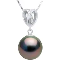 ATELIERS SAINT GERMAIN Hanger Dubbele Knoop Wit Goud - Echte Gecultiveerde Tahiti Parel Rond 10-11 mm
