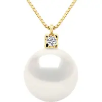 ATELIERS SAINT GERMAIN Halsketting Sieraad 0,02 Cts Geel Goud en Echte Gecultiveerde Zoetwaterparel Rond 10-11 mm