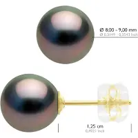 ATELIERS SAINT GERMAIN Oorbellen - Geel Goud 375 - Echte Gecultiveerde Tahiti Peren Rond 8-9 mm