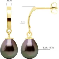 ATELIERS SAINT GERMAIN Oorbellen Prestige Gearticuleerd in Geel Goud 375 en Echte Gecultiveerde Tahiti Parel 8-9 mm
